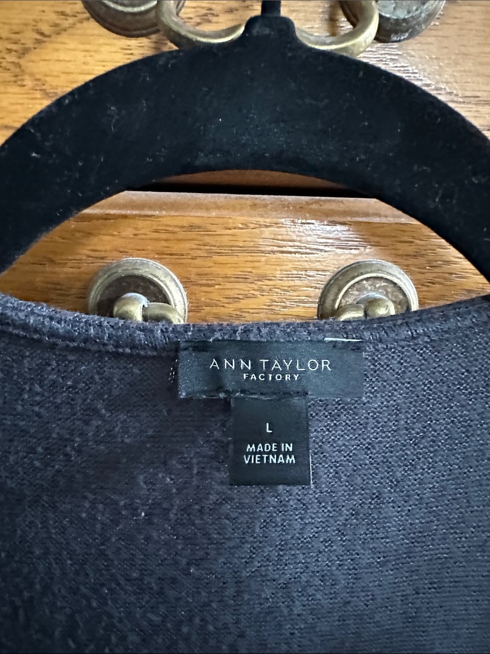 Ann Taylor Charcoal Grey Wrap-Front Long Sleeve Top - Picture 4 of 5